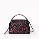 Миниатюрная сумочка-баулет из металлизированной бордовой кожи с имитацией кружева  Tony Bellucci