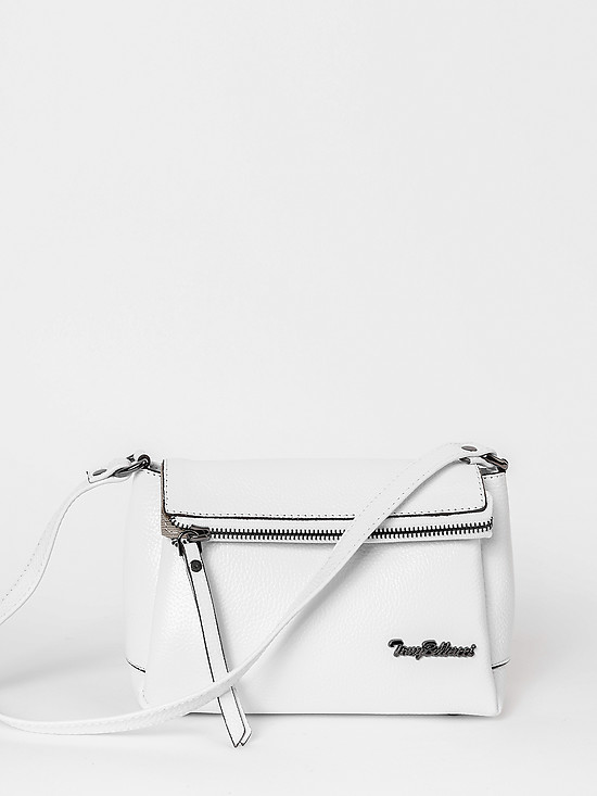 Белая сумочка кросс-боди с тремя отделами из натуральной кожи  Tony Bellucci