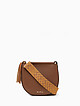 Полукруглая коричневая сумочка кросс-боди из натуральной кожи с кисточкой и текстильным ремешком  BE NICE