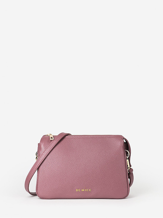 Пыльно-розовая кожаная сумочка кросс-боди со съемным ремешком  BE NICE