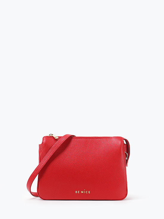 Красная кожаная сумочка кросс-боди со съемным ремешком  BE NICE