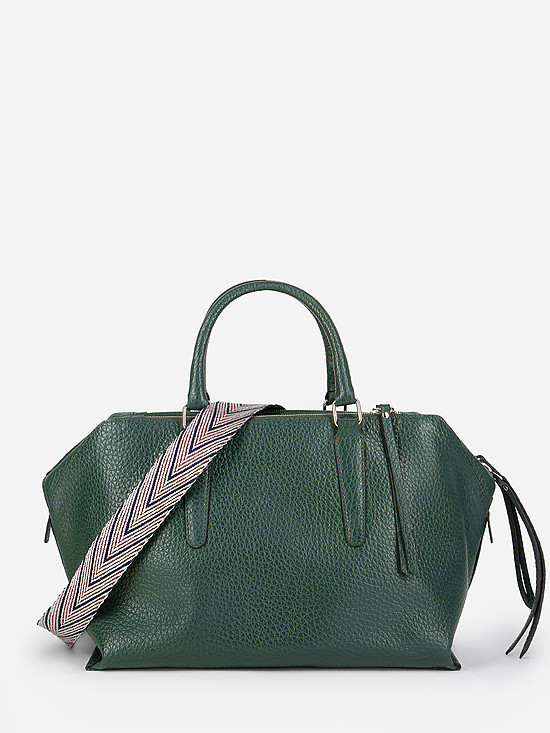 Большая сумка-тоут из мягкой зеленой кожи с тремя отделами  Jazy Williams