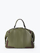 Оливковая объемная сумка-тоут из мягкой кожи с коричневыми вставками  Jazy Williams