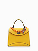Желтая сумка-сэтчел из плотной кожи с декоративными бусами  BE NICE
