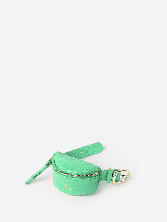 Ярко-зеленый кожаный кошелек-монетница с ремешком-браслетом  BE NICE