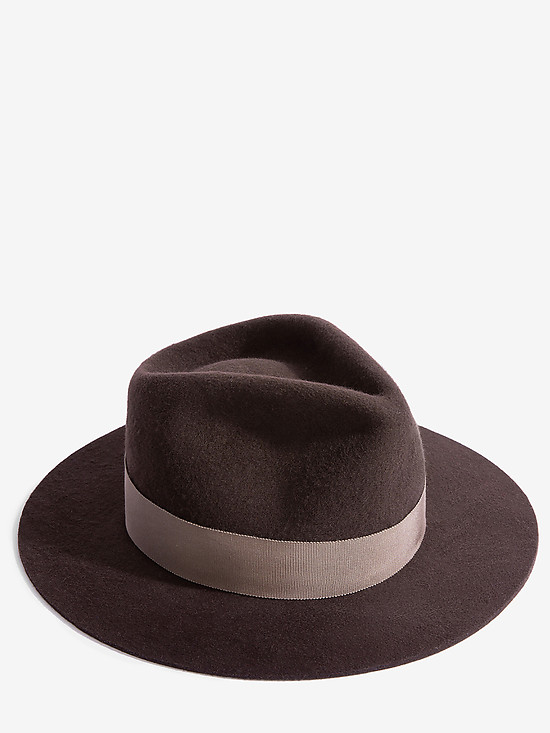 Шерстяная шляпа-федора ручной работы в коричневом цвете  Danieldoshe