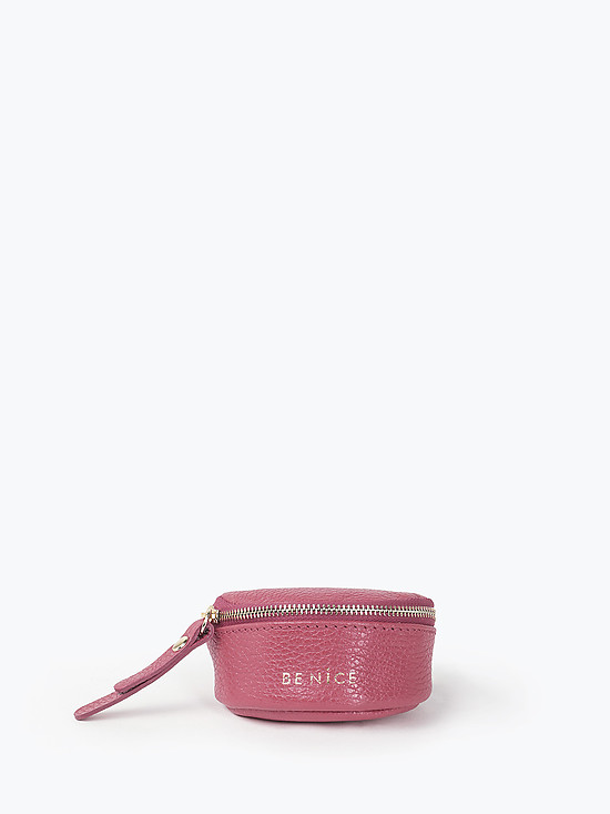 Розовый кожаный кошелек-монетница с ремешком-браслетом  BE NICE