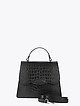 Базовая черная сумка-сэтчел из плотной кожи под крокодила  BE NICE