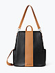 Черный кожаный рюкзак с карамельно-коричневыми деталями и потайной молнией  BE NICE