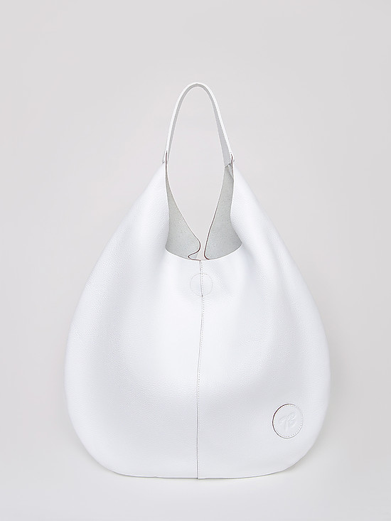 Белая сумка-хобо из мягкой кожи  Tony Bellucci