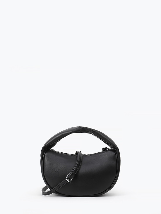 Маленькая полукруглая сумочка-хобо из мягкой черной кожи  Ivory