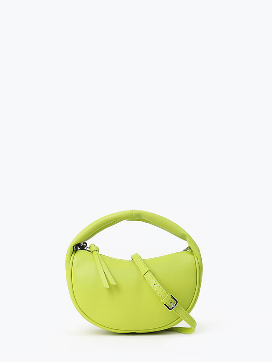 Маленькая полукруглая сумочка-хобо из мягкой желто-зеленой кожи  Ivory
