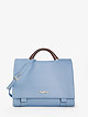 Кожаная деловая сумка-сэтчел цвета голубого денима с деревянной ручкой  Tony Bellucci