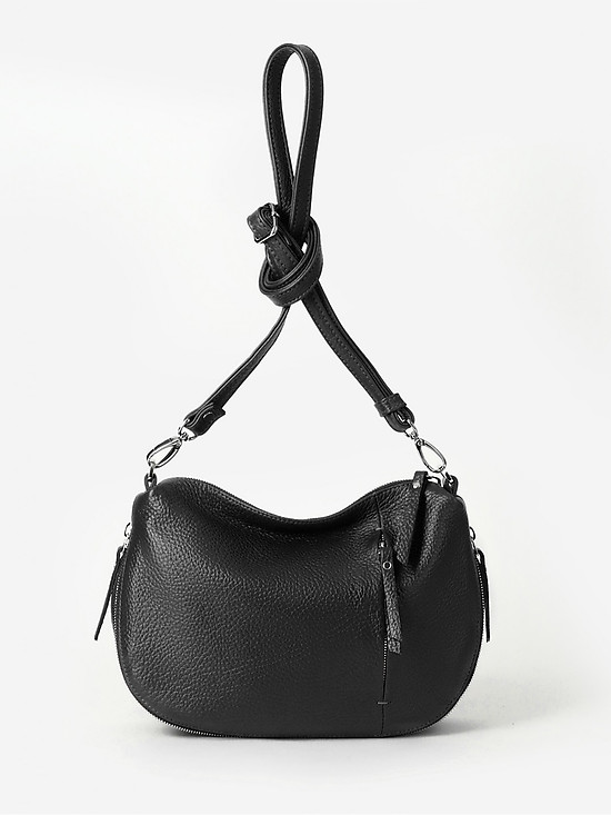 Повседневная черная сумка кросс-боди из мягкой кож с регулируемым объемом  Folle