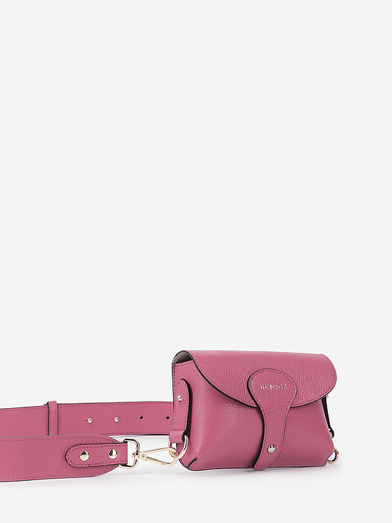 Кораллово-розовая мини-сумочка из плотной зернистой кожи с широким ремнем  BE NICE