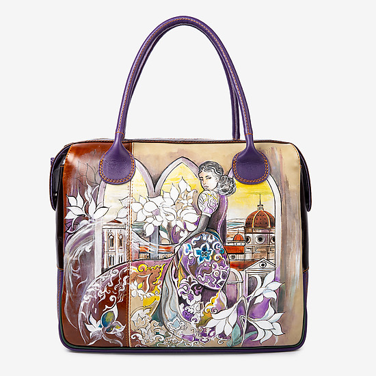 Кожаная сумка-тоут большого размера в сочетании трех цветов  Balagura
