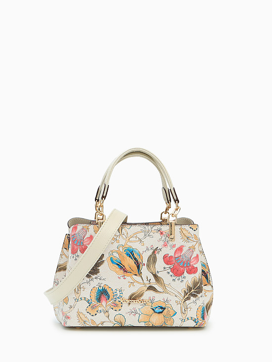 Цветная кожаная сумка-тоут с цветочным принтом  Vanessa Scani