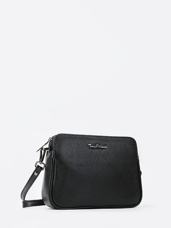 Маленькая черная кожаная сумочка-планшет  Tony Bellucci