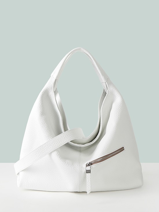 Мягкая сумка-хобо из белой кожи  Arcadia