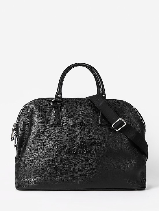 Черная сумка-тоут для путешествий из мягкой кожи с ручками под страуса  Sara Burglar