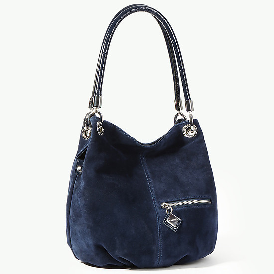 Женственная сумка-мешок из темно-синей замши  Arcadia