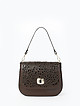 Темно-коричневая кожаная сумочка кросс-боди с узорной перфорацией  Tony Bellucci