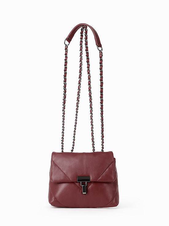 Бордовая сумочка кросс-боди из мягкой стеганой кожи  Vanessa Scani
