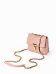 Пудрово-розовая сумочка кросс-боди из мягкой стеганой кожи с золотистой фурнитурой  Vanessa Scani
