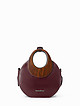 Небольшая круглая сумка-тоут из бордовой кожи с круглыми деревянными ручками  Vanessa Scani
