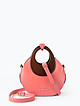 Небольшая круглая сумка-тоут из кораллово-розовой кожи с круглыми деревянными ручками  Tony Bellucci