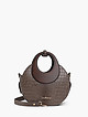 Небольшая круглая сумка-тоут из коричневой кожи под крокодила с круглыми деревянными ручками  Tony Bellucci
