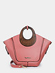 Розовая кожаная сумка-тоут с круглыми деревянными ручками  Tony Bellucci