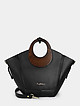 Черная кожаная сумка-тоут с круглыми деревянными ручками  Tony Bellucci