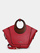 Красная кожаная сумка-тоут с круглыми деревянными ручками  Tony Bellucci