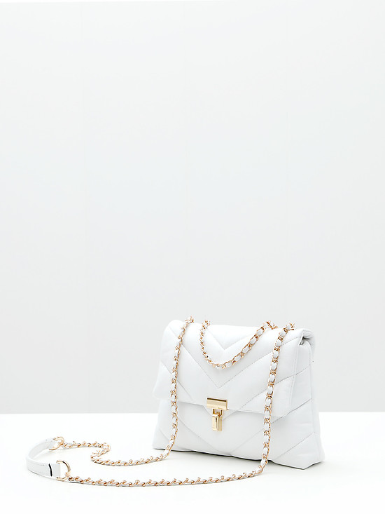 Белая сумочка кросс-боди из мягкой стеганой кожи  Vanessa Scani
