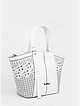 Белая сумка-тоут - трапеция из кожи с декоративной перфорацией  Tony Bellucci