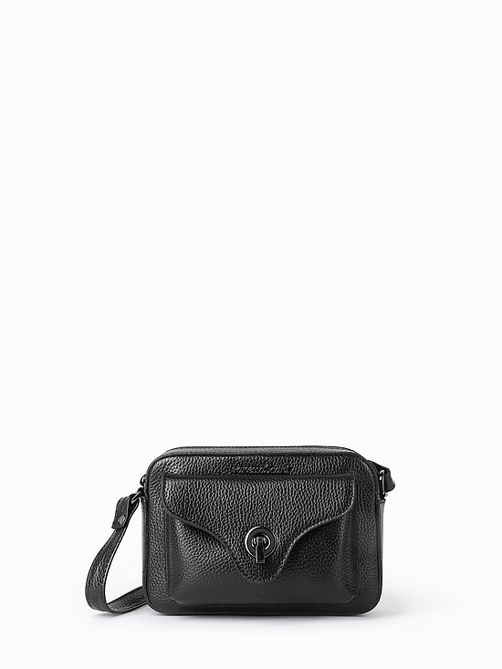 Черная прямоугольная сумочка кросс-боди из зернистой кожи  Vanessa Scani