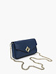 Темно-синяя кожаная сумочка клатч с дополнительным ремешком-цепочкой  BE NICE