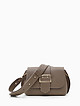 Небольшая серо-бежевая сумка-багет из зернистой кожи с пряжкой и широким ремешком  Vanessa Scani