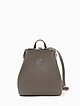 Серо-коричневая кожаная сумка-рюкзак с саквояжным замком и съемными лямками  BE NICE