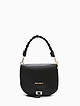 Черная кожаная сумочка-сэдл с золотистой фурнитурой  Vanessa Scani