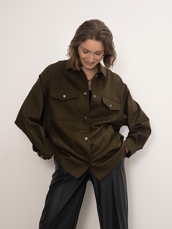 Темно-коричневая куртка рубашечного кроя  EMKA