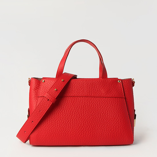 Базовая красная сумка-тоут из крупнозернистой матовой кожи  Gilda Tonelli