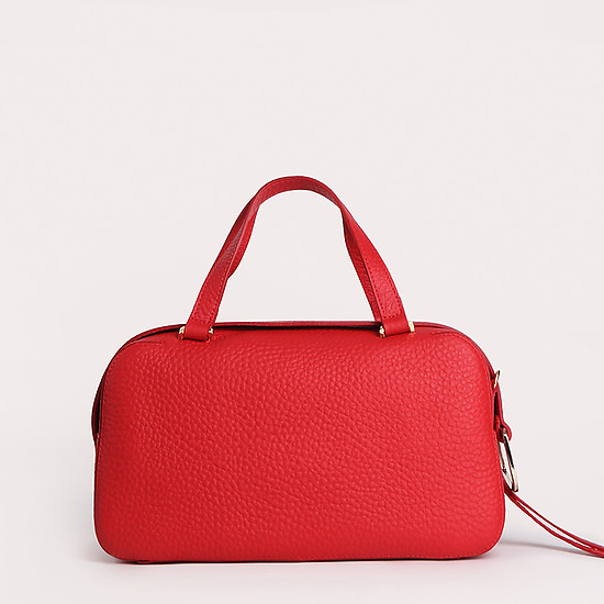 Красная сумка-баулет из матовой крупнозернистой кожи  Gilda Tonelli