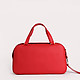 Красная сумка-баулет из матовой крупнозернистой кожи  Gilda Tonelli