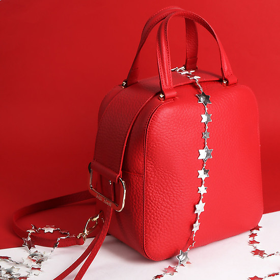 Красная сумка-рюкзак из натуральной кожи  Gilda Tonelli