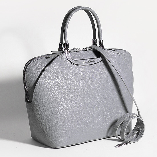 Классическая сумка серого цвета среднего размера из натуральной кожи  Gilda Tonelli