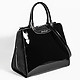 Трапециевидная сумочка черного цвета среднего размера из лаковой кожи с замшевыми вставками  Gilda Tonelli