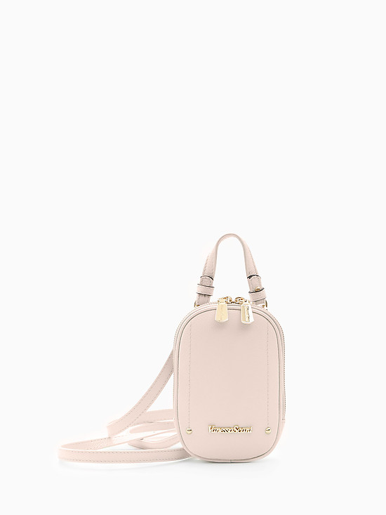 Овальная мини-сумочка на плечо из пастельно-розовой кожи  Vanessa Scani