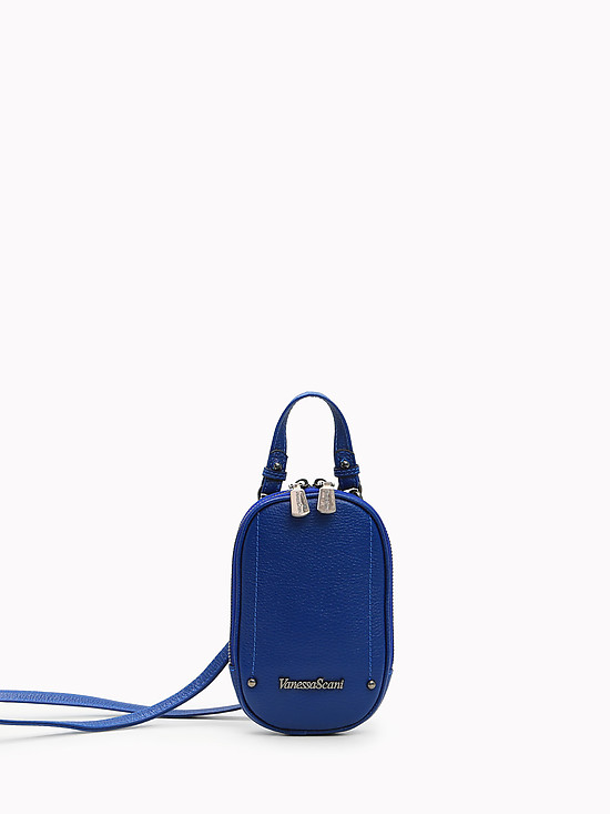 Овальная мини-сумочка на плечо из синей кожи  Vanessa Scani
